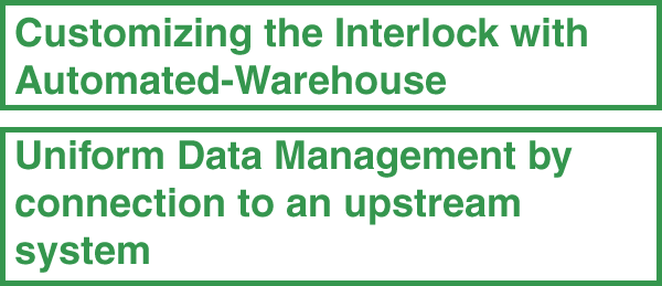 Customizing the Interlock with Automated-Warehouse and Uniform Data Management by connection to an upstream system.